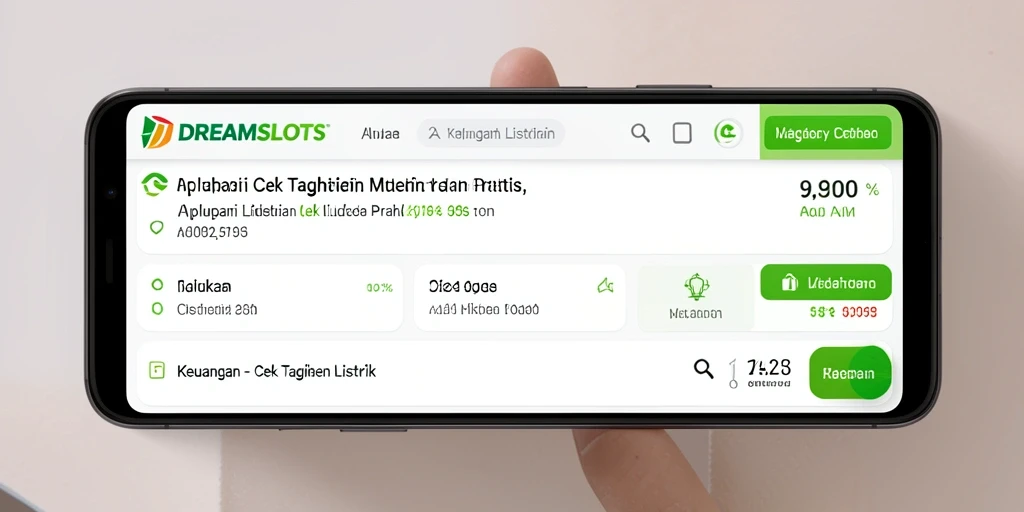 Tampilan antarmuka aplikasi Cek Tagihan Listrik DREAMSLOTS yang informatif.
