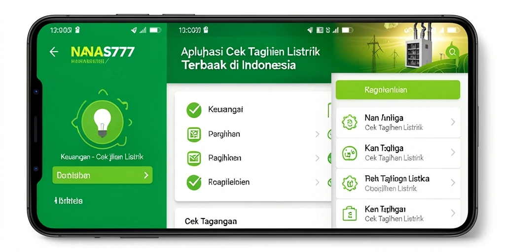Tampilan antarmuka aplikasi NANAS777 untuk cek tagihan listrik.